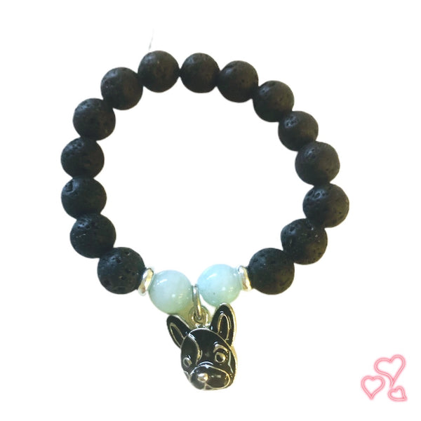 Amazonite French Bulldog Charm Aromatherapy Bracelet