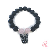 Amazonite French Bulldog Charm Aromatherapy Bracelet