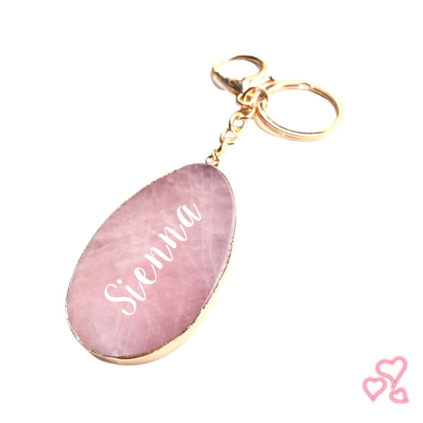 Personalised Rose Quartz Key Rings